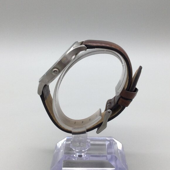 MVMT Watch Men 40mm Silver Tone Brown Leather Band New Battery - Picture 3 of 16